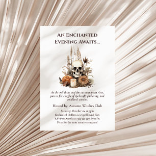 Boho Gothic Fall Party with Skull and Flowers Invitation