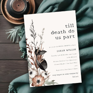 Boho Gothic Rust Black Botanical Bridal Shower Invitation
