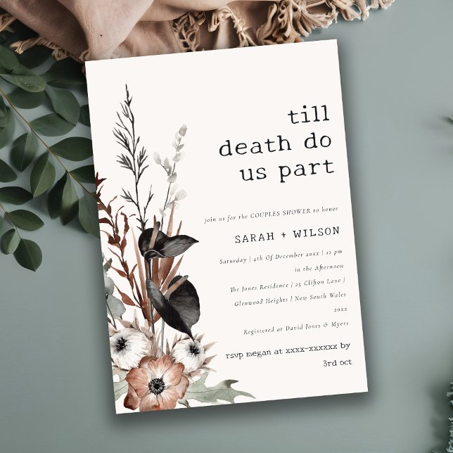 Boho Gothic Rust Black Botanical Couples Shower Invitation (Creator Uploaded)