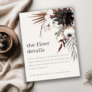 Boho Gothic Rust Black Botanical Wedding Details Enclosure Card