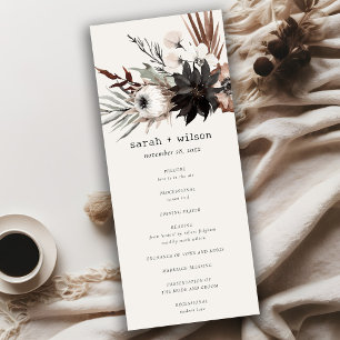 Boho Gothic Rust Black Botanical Wedding Program