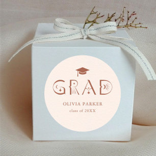 Boho GRAD Typography Blush Pink Classic Round Sticker