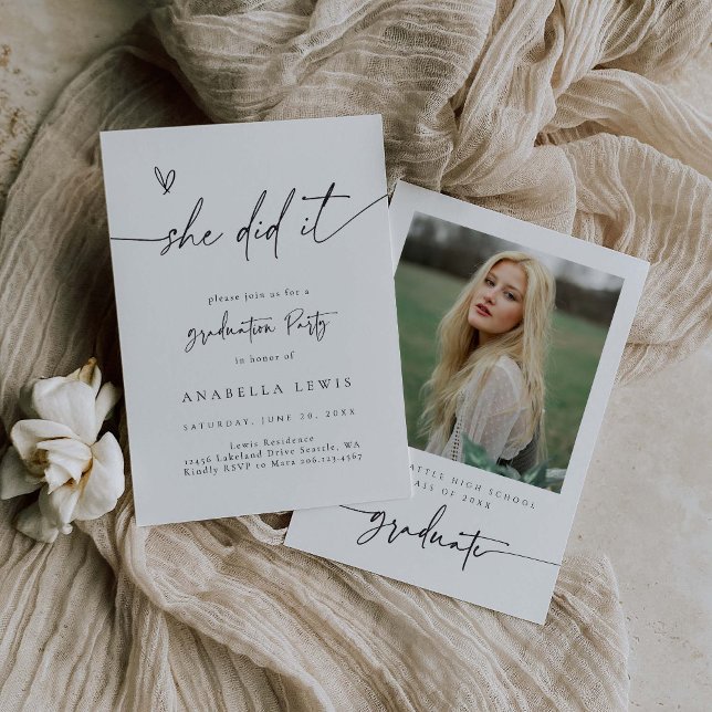 Boho Graduation Party Announcement Invitation Card (Creator Uploaded)
