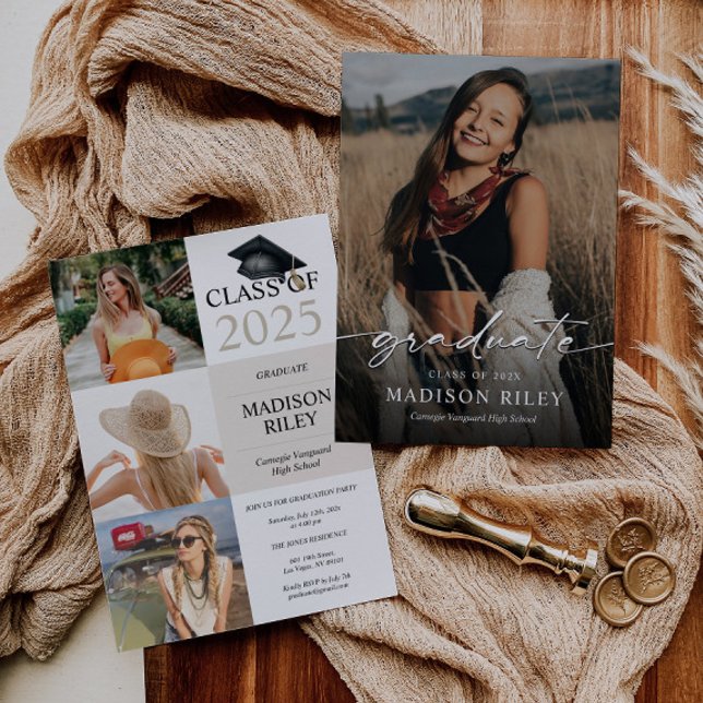 Boho Graduation Party Invitation with Photos (Creator Uploaded)