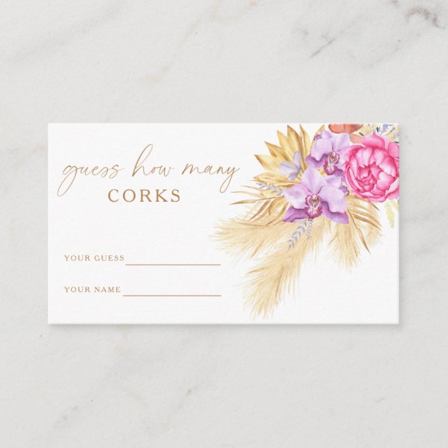 Boho grass - Guess how many corks bridal game Enclosure Card (Front)