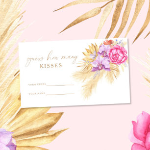 Boho grass - Guess how many kisses bridal game Enclosure Card