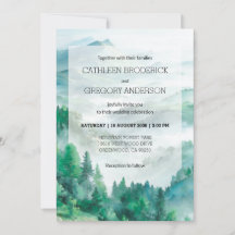Boho Green and Blue Watercolor Forest Wedding
