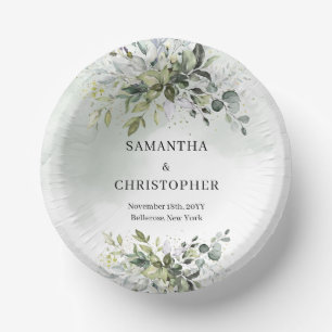 Boho green and gold eucalyptus foliage chic paper plate