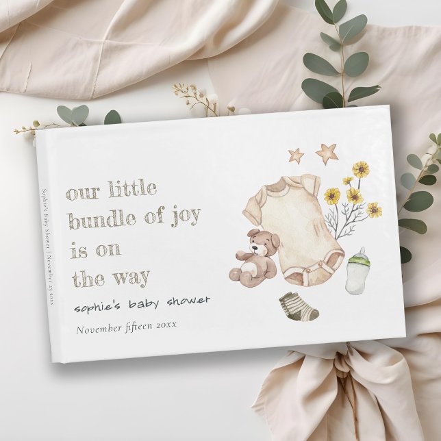 Boho Green Baby Clothes Gender Neutral Baby Shower Guest Book (Creator Uploaded)