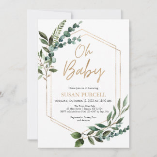 Boho Green Baby shower Invitation