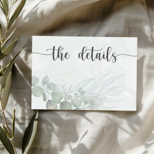 Boho Green Botanical Watercolor Wedding Details Enclosure Card (Creator Uploaded)