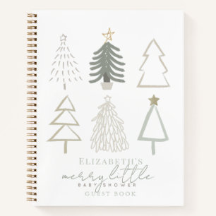 Boho Green Christmas Trees Baby Shower Notebook