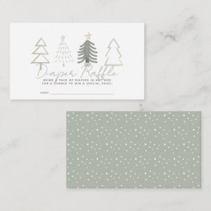Boho Green Christmas Trees Diaper Raffle Ticket Enclosure Card
