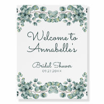 Boho Green Eucalyptus Leaves Watercolor