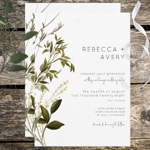 Boho Green Faire-part de mariage Floral moderne