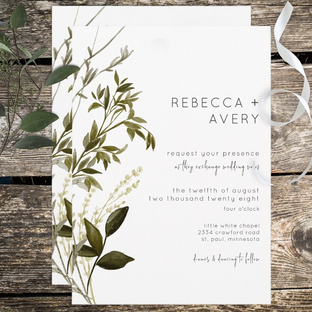 Boho Green Faire-part de mariage Floral moderne (Créateur téléchargé)