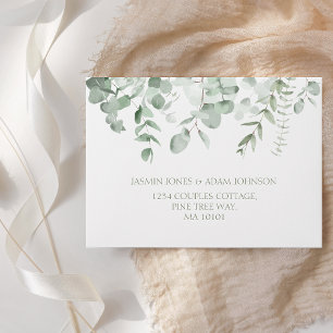 Boho Green Foliage Eucalyptus Mariage Enveloppe