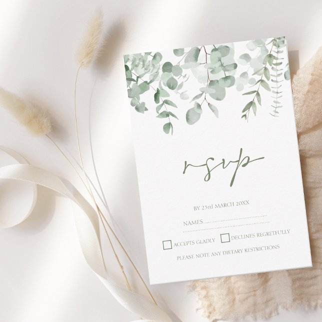 Boho Green Foliage Eucalyptus Mariage RSVP (Créateur téléchargé)