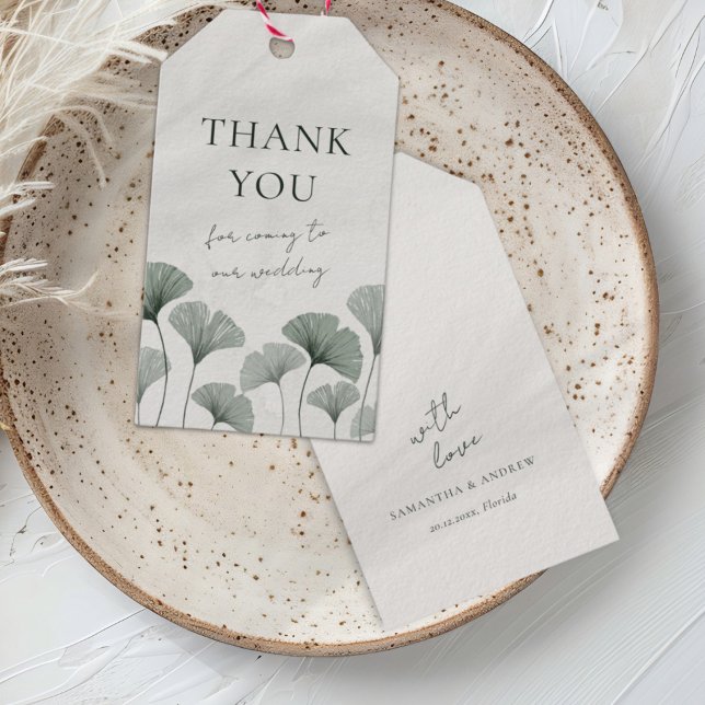 Boho Green Ginkgo Wedding Favour Gift Tags (Creator Uploaded)
