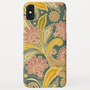 Boho Green, Gold, Red Paisley iPhone XS Max Case