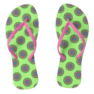 Boho Green Mandala Motif paire de tongs