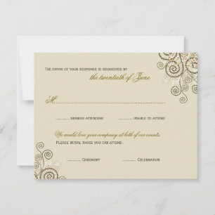 Boho Green Spirals Bar / Bat Mitzvah RSVP Card