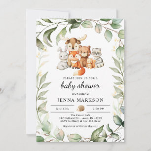 Boho Green Woodland Baby shower Invitation