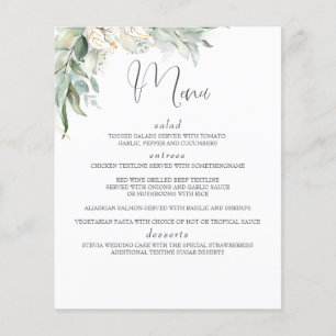 Boho Greenery and Eucalyptus Leaves Wedding Menu