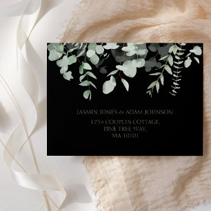 Boho Greenery Black Eucalyptus Wedding Envelope