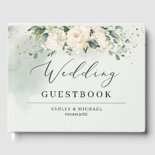 Boho Greenery Eucalyptus and Gold Guest Book