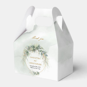 Boho greenery eucalyptus foliage gold frame favor box