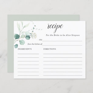 Boho Greenery Eucalyptus Recipe Bridal Shower