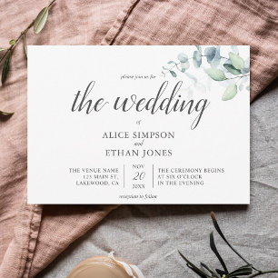 Boho Greenery Eucalyptus Wedding Invitation