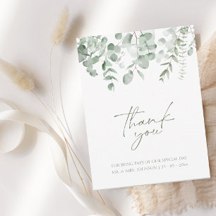 Boho Greenery Eucalyptus Wedding Thank You Card