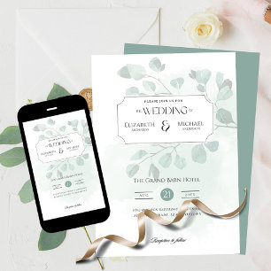 Boho Greenery Faire-part de mariage numérique ou d