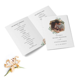 Boho Greenery Feuille Photo Mariage Programme plié