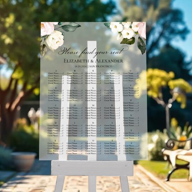 Boho Greenery Floral Wedding Seating Acrylic Chart (Creator Uploaded)