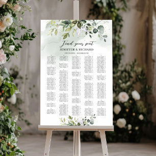 Boho greenery foliage alphabetical sating chart