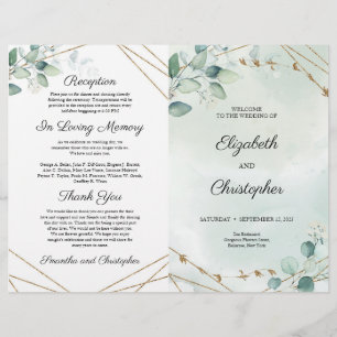 Boho Greenery Foliage and Gold Geometric Folded