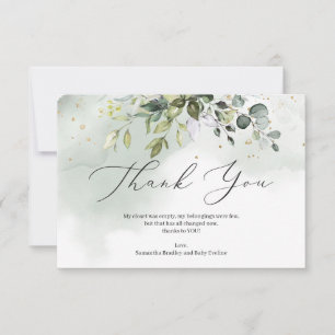Boho greenery foliage eucalyptus Baby Shower Thank You Card
