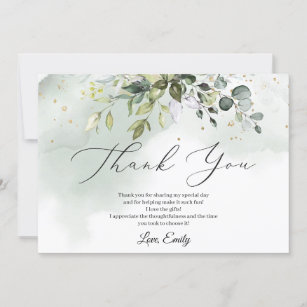 Boho greenery foliage eucalyptus Bridal Shower Thank You Card