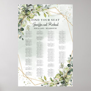 Boho Greenery Foliage Eucalyptus Gold Seating  Poster
