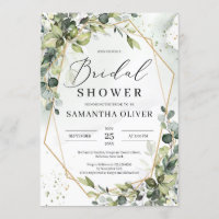 Boho greenery foliage gold frame Bridal Shower