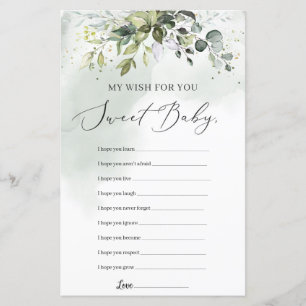 Boho greenery foliage my wish for you baby shower