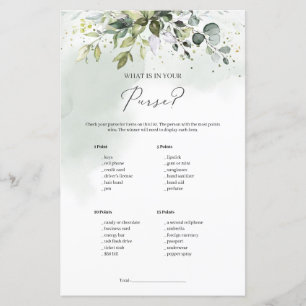 Boho greenery foliage What's In Your Purse game