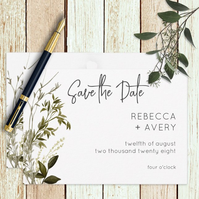 Boho Greenery Modern Floral Wedding Save The Date (Creator Uploaded)