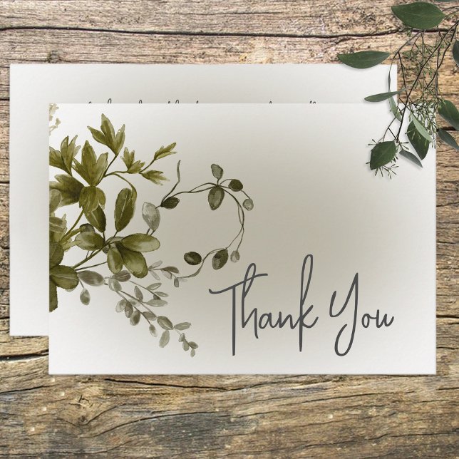 Boho Greenery Modern Wedding Thank You Card (Creator Uploaded)