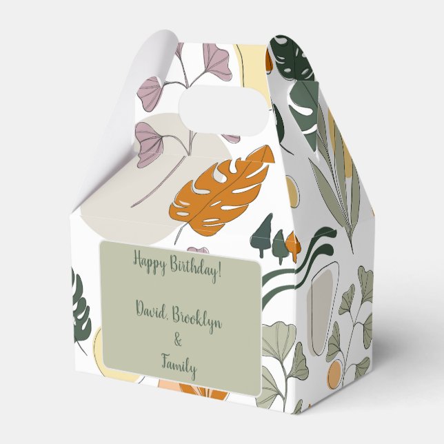 Boho greenery monstera leaves nature custom favor box (Front Side)