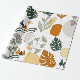 Boho greenery monstera leaves nature wrapping paper
