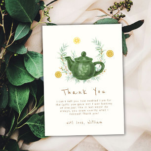 Boho Greenery Orange Par-Tea Baby Shower Thank You Card